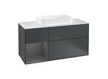Villeroy und Boch Finion Waschtischunterschrank G291GKHG 120cm, Abdeckplatte white matt, Emotion, Regal links Anthracite matt, Midnight Blue Matt Lacquer
