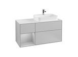 Villeroy und Boch Finion Waschtischunterschrank G391GJGJ 120cm, Abdeckplatte white matt, Emotion, Regal links Light grey matt, Light grey matt