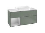 Villeroy und Boch Finion Waschtischunterschrank G291GJGM 120cm, Abdeckplatte white matt, Emotion, Regal links Light grey matt, Olive Matt Lacquer