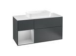 Villeroy und Boch Finion Waschtischunterschrank G291GJHG 120cm, Abdeckplatte white matt, Emotion, Regal links Light grey matt, Midnight Blue Matt Lacquer