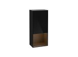 Villeroy und Boch Finion Seitenschrank F550GNPH 41,8x93,6x27cm, rechts, Regal unten Walnut Veneer, Glossy Black Lacquer
