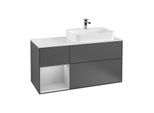 Villeroy und Boch Finion Waschtischunterschrank G391GJGK 120cm, Abdeckplatte white matt, Emotion, Regal links Light grey matt, Anthracite matt