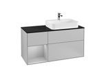 Villeroy und Boch Finion Waschtischunterschrank F392GJGJ 120cm, Abdeckplatte black matt, Regal links Light grey matt, Light grey matt