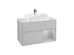 Villeroy und Boch Finion Waschtischunterschrank G371GJGJ 100cm, Abdeckplatte white matt, Emotion, Regal rechts Light grey matt, Light grey matt
