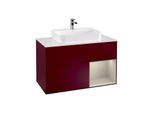 Villeroy und Boch Finion Waschtischunterschrank F371HHHB 100cm, Abdeckplatte white matt, Regal rechts Sand Matt, Peony Matt