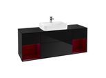 Villeroy und Boch Finion Waschtischunterschrank G452HBPH 160cm, Abdeckplatte black matt, Emotion, Regale Peony matt lacquer, Glossy Black Lacquer