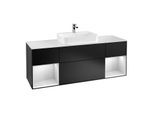 Villeroy und Boch Finion Waschtischunterschrank F451MTPD 160x60,3cm, Abdeckplatte white matt, Regale White matt lacquer, Black matt lacquer