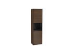 Villeroy und Boch Finion Hochschrank F460PHGN 41,8x151,6x27cm, links, Regal Glossy Black Lacquer, Walnut veneer