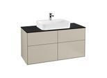 Villeroy und Boch Finion Waschtischunterschrank F38200HH 120x60,3cm, Abdeckplatte black matt, Sand Matt Lacquer