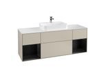 Villeroy und Boch Finion Waschtischunterschrank F451PDHH 160x60,3cm, Abdeckplatte white matt, Regale Black matt lacquer, Sand Matt Lacquer