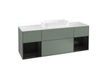 Villeroy und Boch Finion Waschtischunterschrank F331PHGM 160x60,3cm, Abdeckplatte white matt, Regale Glossy black lacquer, Olive Matt Lacquer