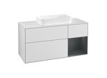 Villeroy und Boch Finion Waschtischunterschrank G301HGMT 120cm, Abdeckplatte white matt, Emotion, Regal rechts Midnight Blue Matt Lacquer, White matt lacquer