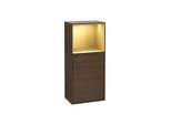Villeroy und Boch Finion Seitenschrank G530HFGN 41,8cm, rechts, Ladestation, Emotion, Regal Gold Matt Lacquer, Walnut veneer