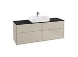 Villeroy und Boch Finion Waschtischunterschrank F44200HH 160x60,3cm, Abdeckplatte black matt, Sand Matt Lacquer