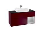 Villeroy und Boch Finion Waschtischunterschrank G422GJHB 120cm, Abdeckplatte black matt, Emotion, Regal rechts Light grey matt, Peony Matt