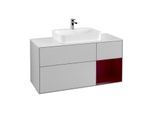 Villeroy und Boch Finion Waschtischunterschrank G421HBGJ 120cm, Abdeckplatte white matt, Emotion, Regal rechts Peony matt, Light grey matt