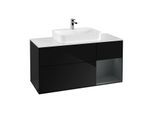 Villeroy und Boch Finion Waschtischunterschrank G421HGPH 120cm, Abdeckplatte white matt, Emotion, Regal rechts Midnight Blue matt, Glossy Black Lacquer