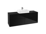 Villeroy und Boch Finion Waschtischunterschrank F44200PH 160x60,3cm, Abdeckplatte black matt, Glossy Black Lacquer