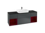 Villeroy und Boch Finion Waschtischunterschrank G452HBHG 160cm, Abdeckplatte black matt, Emotion, Regale Peony matt lacquer, Midnight Blue Matt Lacquer
