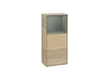 Villeroy und Boch Finion Seitenschrank F520GMPC 41,8cm, links, Ladestation, Regal Olive Matt Lacquer, Oak Veneer