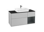 Villeroy und Boch Finion Waschtischunterschrank F422HGGJ 120cm, Abdeckplatte black matt, Regal rechts Midnight Blue Matt Lacquer, Light grey matt