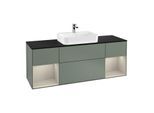 Villeroy und Boch Finion Waschtischunterschrank F452HHGM 160x60,3cm, Abdeckplatte black matt, Regale sand matt lacquer, Olive Matt Lacquer