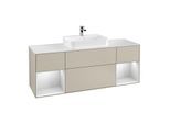 Villeroy und Boch Finion Waschtischunterschrank F451MTHH 160x60,3cm, Abdeckplatte white matt, Regale White matt lacquer, Sand Matt Lacquer