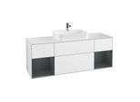 Villeroy und Boch Finion Waschtischunterschrank F451HGGF 160x60,3cm, Abdeckplatte white matt, Regale Midnight matt lacquer, Glossy white lacquer