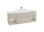 Villeroy und Boch Finion Waschtischunterschrank F451HHHH 160x60,3cm, Abdeckplatte white matt, Regale sand matt lacquer, Sand Matt Lacquer
