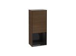 Villeroy und Boch Finion Seitenschrank F550PHGN 41,8x93,6x27cm, rechts, Regal unten Glossy Black, Walnut veneer