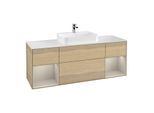 Villeroy und Boch Finion Waschtischunterschrank F451HHPC 160x60,3cm, Abdeckplatte white matt, Regale sand matt lacquer, Oak Veneer