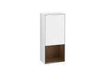 Villeroy und Boch Finion Seitenschrank F540GNGF 41,8x93,6x27cm, links, Regal unten Walnut veneer, Glossy white lacquer