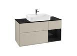 Villeroy und Boch Finion Waschtischunterschrank G422PHHH 120cm, Abdeckplatte black matt, Emotion, Regal rechts Glossy Black, Sand Matt Lacquer