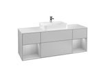 Villeroy und Boch Finion Waschtischunterschrank F451GJGJ 160x60,3cm, Abdeckplatte white matt, Regale Light grey matt lacquer, Light grey matt
