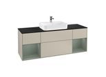 Villeroy und Boch Finion Waschtischunterschrank G452GMHH 160cm, Abdeckplatte black matt, Emotion, Regale Olive matt lacquer, Sand Matt Lacquer