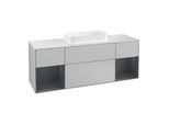 Villeroy und Boch Finion Waschtischunterschrank F331HGGJ 160x60,3cm, Abdeckplatte white matt, Regale Midnight matt lacquer, Light grey matt