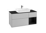 Villeroy und Boch Finion Waschtischunterschrank G422PDGJ 120cm, Abdeckplatte black matt, Emotion, Regal rechts Black matt, Light grey matt