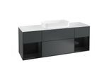 Villeroy und Boch Finion Waschtischunterschrank F331PHHG 160x60,3cm, Abdeckplatte white matt, Regale Glossy black lacquer, Midnight Blue Matt Lacquer