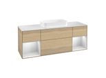 Villeroy und Boch Finion Waschtischunterschrank F331MTPC 160x60,3cm, Abdeckplatte white matt, Regale White matt lacquer, Oak Veneer