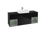 Villeroy und Boch Finion Waschtischunterschrank G452GMPH 160cm, Abdeckplatte black matt, Emotion, Regale Olive matt lacquer, Glossy Black Lacquer