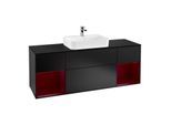 Villeroy und Boch Finion Waschtischunterschrank G452HBPD 160cm, Abdeckplatte black matt, Emotion, Regale Peony matt lacquer, Black matt lacquer