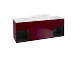 Villeroy und Boch Finion Waschtischunterschrank F331PHHB 160x60,3cm, Abdeckplatte white matt, Regale Glossy black lacquer, Peony Matt
