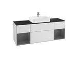 Villeroy und Boch Finion Waschtischunterschrank G452GKMT 160cm, Abdeckplatte black matt, Emotion, Regale Anthracite matt lacquer, White matt lacquer