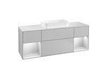 Villeroy und Boch Finion Waschtischunterschrank F331MTGJ 160x60,3cm, Abdeckplatte white matt, Regale White matt lacquer, Light grey matt