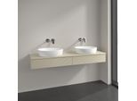 Villeroy und Boch Antao Waschtisch-Unterschrank L17150HJ 160x19x50cm, Hahnlochbohrung, Waschbeckenplattenfarbe Lack, silk grey matt lacquer, Mit Beleuchtung