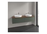 Villeroy und Boch Antao Waschtisch-Unterschrank K39152HL 160x36x50cm, Hahnlochbohrung, Waschbeckenplattenfarbe warm walnut, leaf green matt lacquer