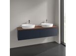 Villeroy und Boch Antao Waschtisch-Unterschrank K39152HG 160x36x50cm, Hahnlochbohrung, Waschbeckenplattenfarbe warm walnut, midnight blue matt lacquer