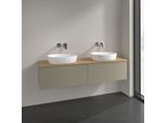 Villeroy und Boch Antao Waschtisch-Unterschrank L39111HK 160x36x50cm, Waschbeckenplattenfarbe honey oak, stone grey matt lacquer, Mit Beleuchtung