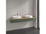 Villeroy und Boch Antao Waschtisch-Unterschrank K17051HL 160x19x50cm, Hahnlochbohrung, Waschbeckenplattenfarbe honey oak, leaf green matt lacquer