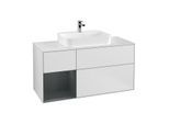 Villeroy und Boch Finion Waschtischunterschrank G411HGMT 120cm, Abdeckplatte white matt, Emotion, Regal links Midnight Blue Matt Lacquer, White matt lacquer